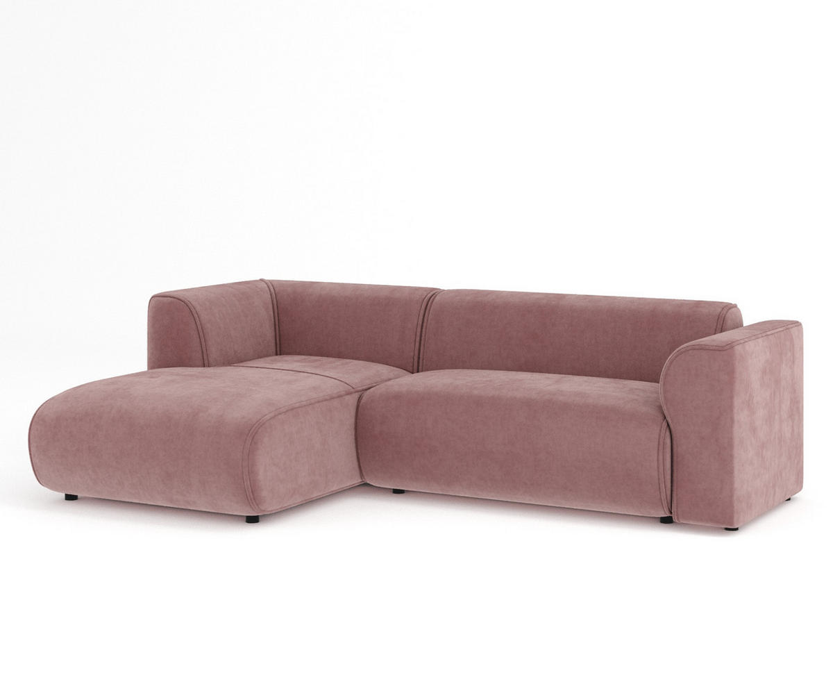 ECKSOFA Melani Rosa Samtstoff - Pink/Schwarz, Holz/Holzwerkstoff (253/153cm) - Maison de Reve