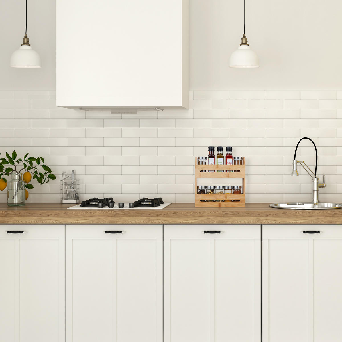 GEWÜRZREGAL - Hellbraun, Holz/Holzwerkstoff (25/25/7cm) - Relaxdays