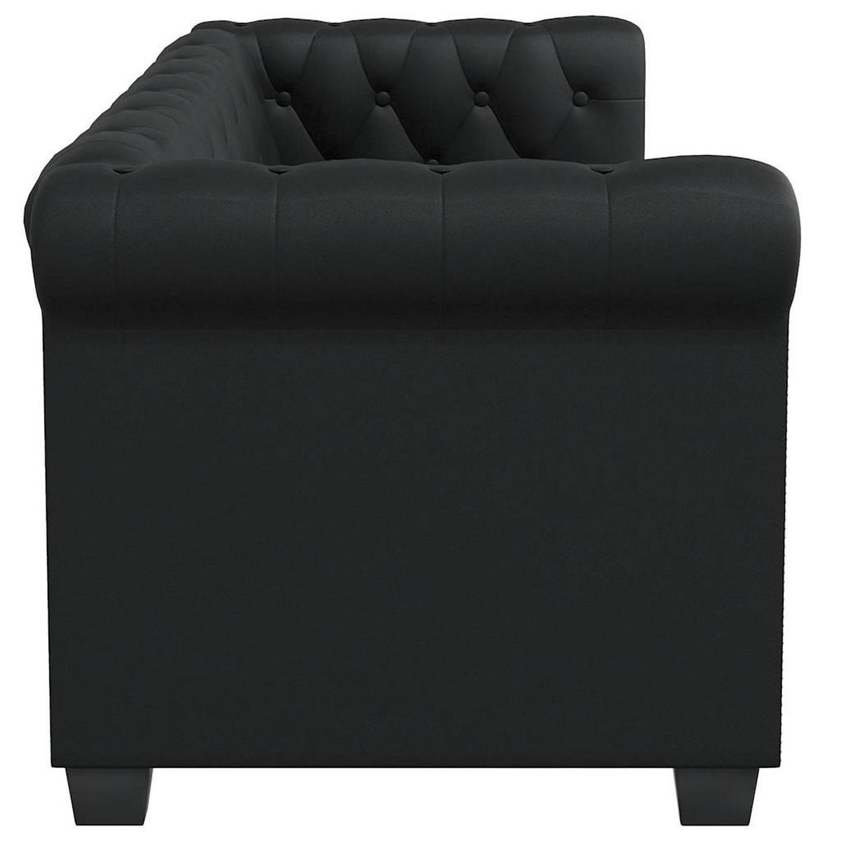 CHESTERFIELD-SOFA 2-Sitzer Kunstleder Schwarz - Schwarz, Leder (145.5/70/76cm) - vidaXL
