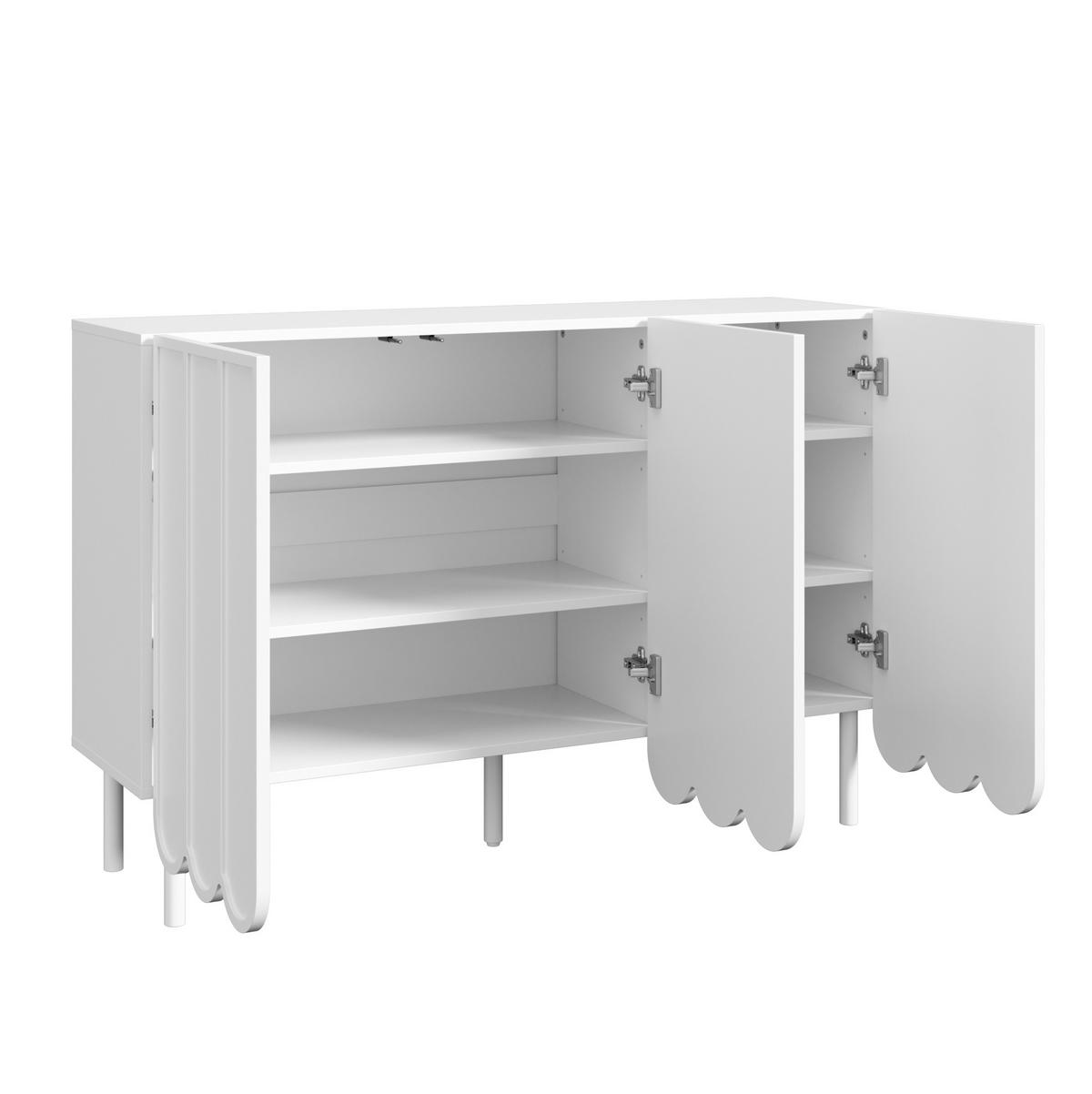 SIDEBOARD 120/35/80 cm Weiß aus MDF mit wellenförmigen Türen - Weiß, Holzwerkstoff (35/80/120cm) - OKMYHOME