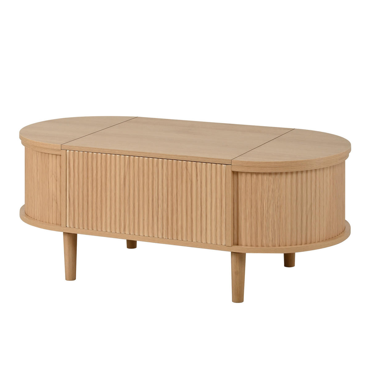 KONFERENČNÍ stolek 100/48/53,5 cm dubový z MDF s úložným prostorem a zvedací deskou - barva dubu, kompozitní dřevo (100/48/53.5cm) - OKWISH