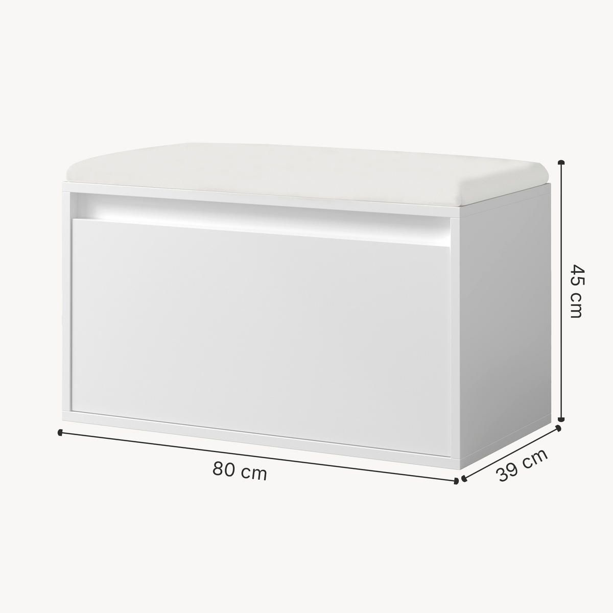 SCHUHBANK Degerfors - Weiß, Holzwerkstoff/Kunststoff (39/45/80cm) - [en.casa]