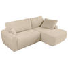 ECKSCHLAFSOFA CUBO L Creme Plüsch - rechts - Creme/Schwarz, Kunststoff/Textil (187/273cm) - MKS