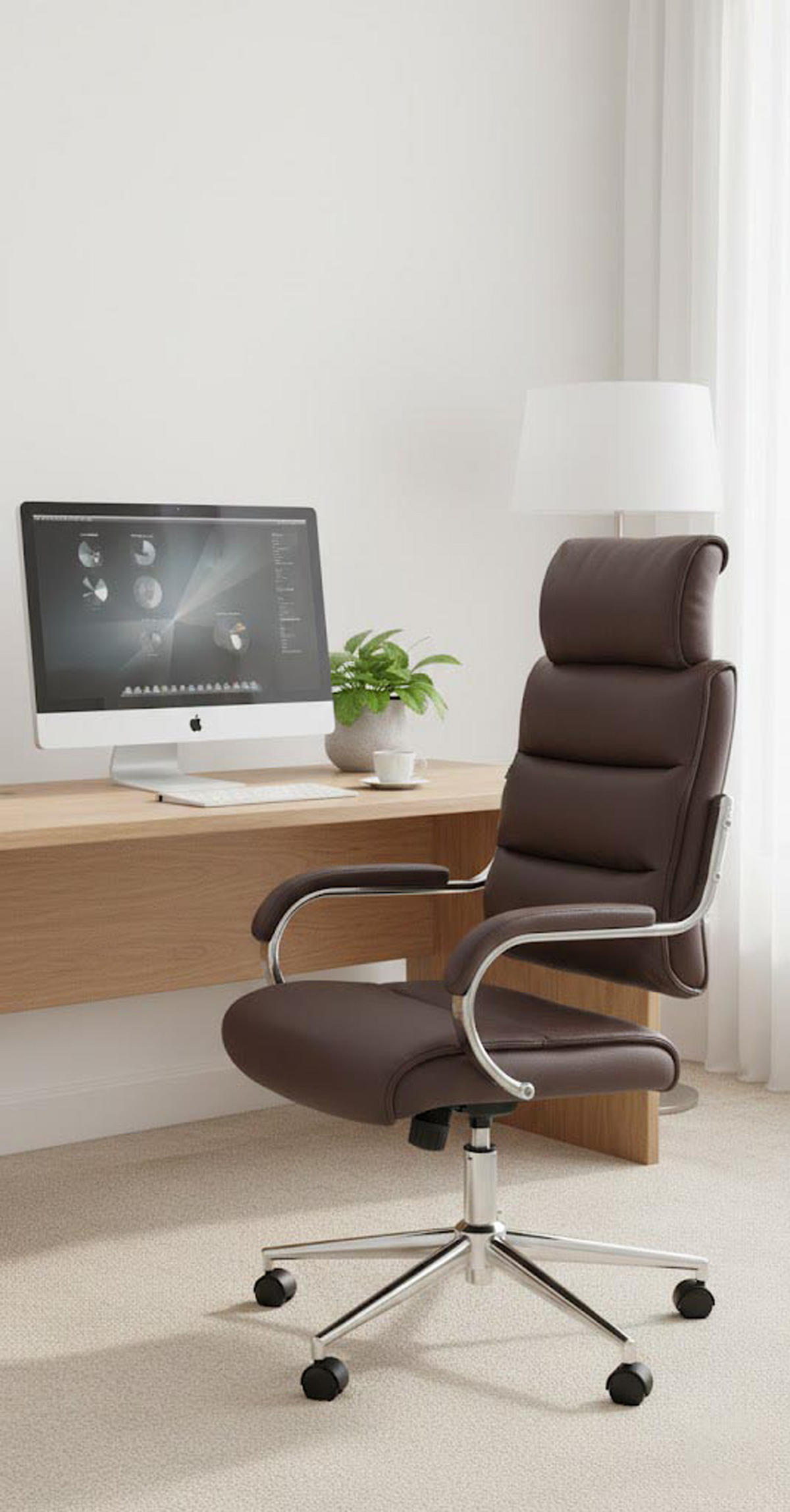 BÜROSTUHL Noxar braun - Chromfarben/Braun, Kunststoff/Metall (61/129/78cm) - TPFLiving