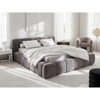POLSTERBETT Miley Grau 140/200 cm Samt mit Bettkasten - Grau, Holz/Textil (140/200cm) - wonello