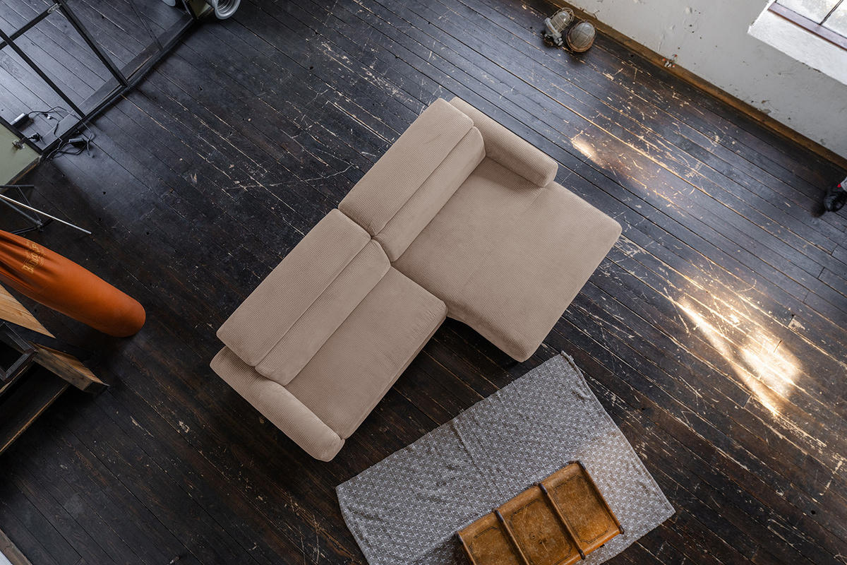 ECKSOFA LAISKA Taupe Cord - Taupe/Schwarz, Textil/Metall (282/177cm) - KAWOLA