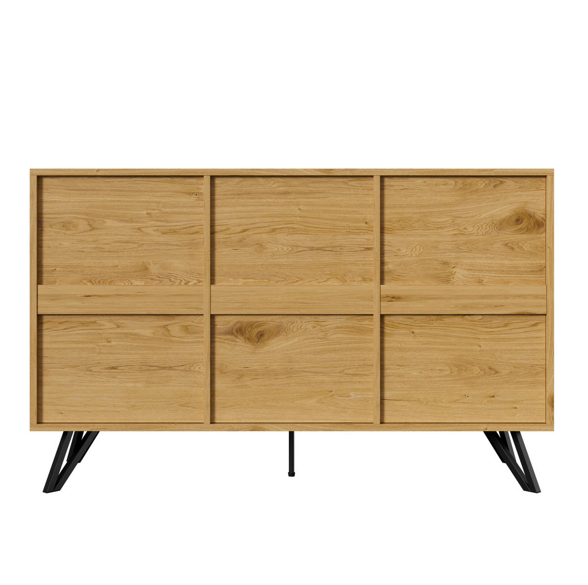 SIDEBOARD 140/40/75.5 cm Schwarz/Holzfarbe aus Spanplatte mit Metallbeinen - Naturfarben, Holzwerkstoff (40/75.5/140cm) - OKMYHOME