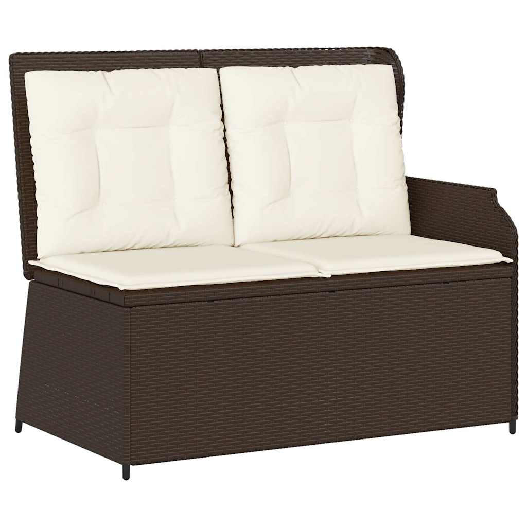 GARTENBANK Verstellbar mit Kissen Braun Poly Rattan - Braun, Kunststoff (95/95/110cm)