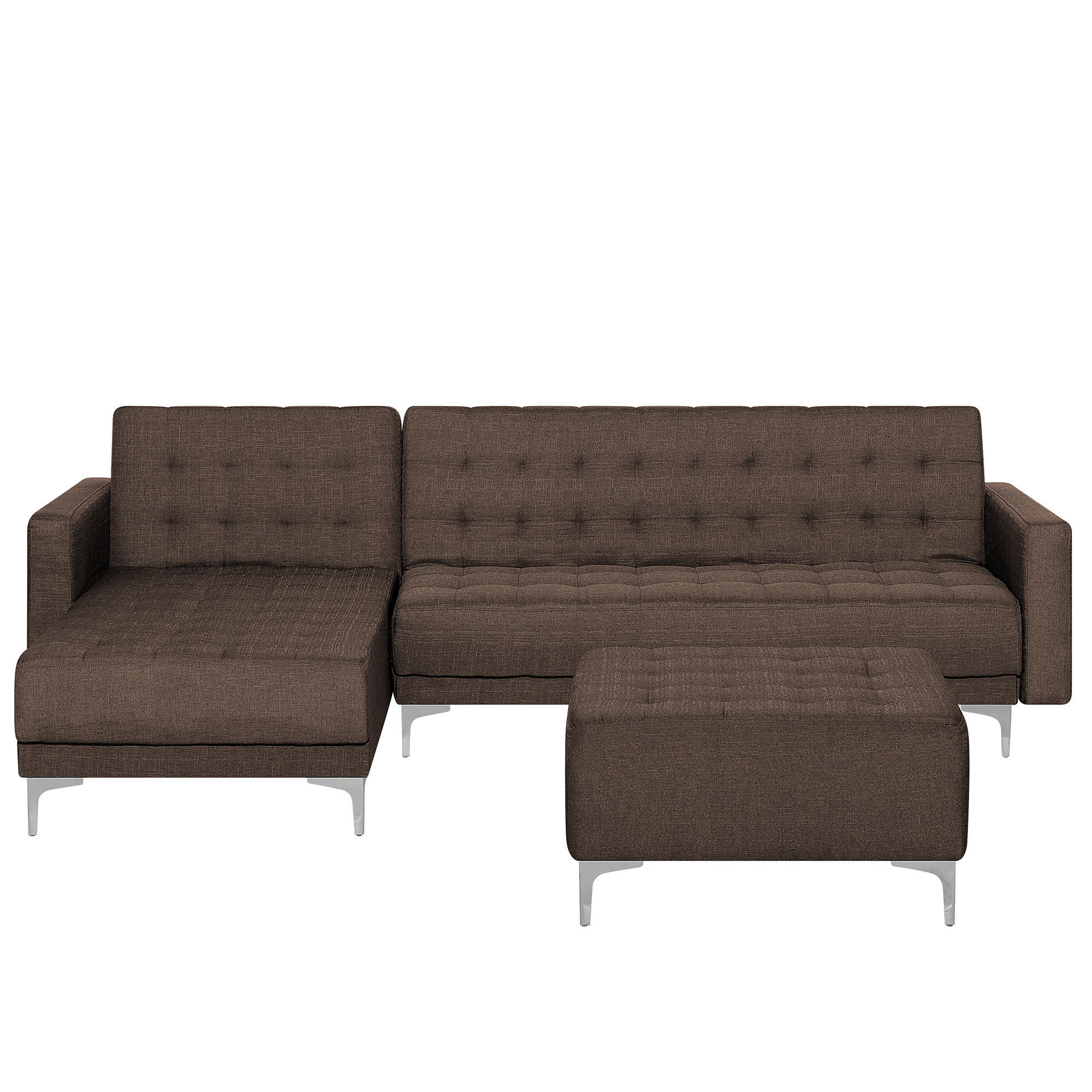 SCHLAFSOFA linksseitig mit Ottomane Polsterbezug Dunkelbraun Aberdeen - Dunkelbraun, Textil (267/168cm) - Beliani
