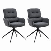 DREHSTUHL 2er-Set 360° drehbar Stoff Dunkelgrau/Schwarz - Dunkelgrau, Metall (50/85/55cm) - Meubliv
