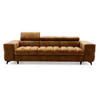 3-SITZER Sofa PUDDING mit Schlaffunktion 127x190 Velours Hellbraun - Hellbraun/Schwarz, Holz/Textil (260/90/100cm) - Muffo