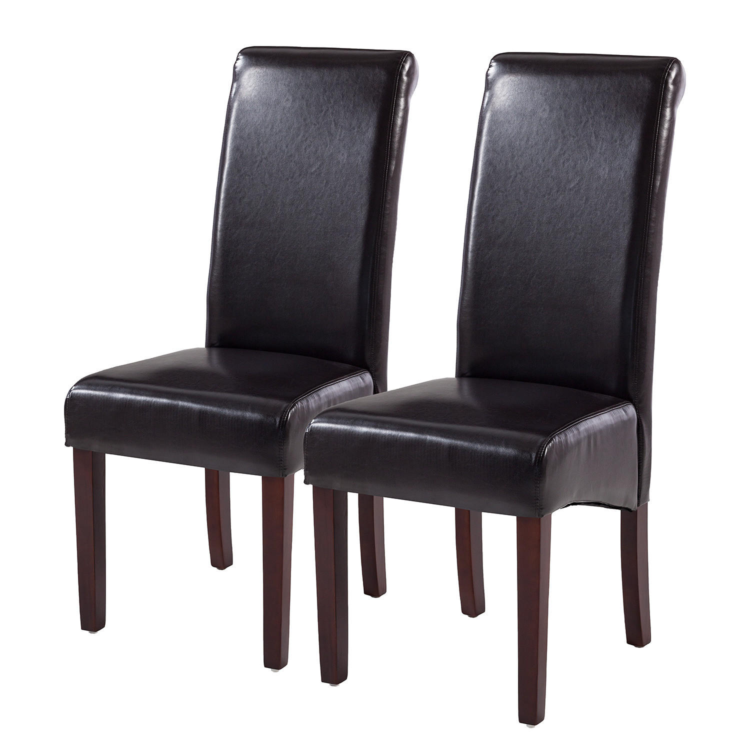 POLSTERSTUHL-SET - Kunstleder / Gummibaum massiv - Dunkelbraun, Kunststoff (48/107/66cm) - home24