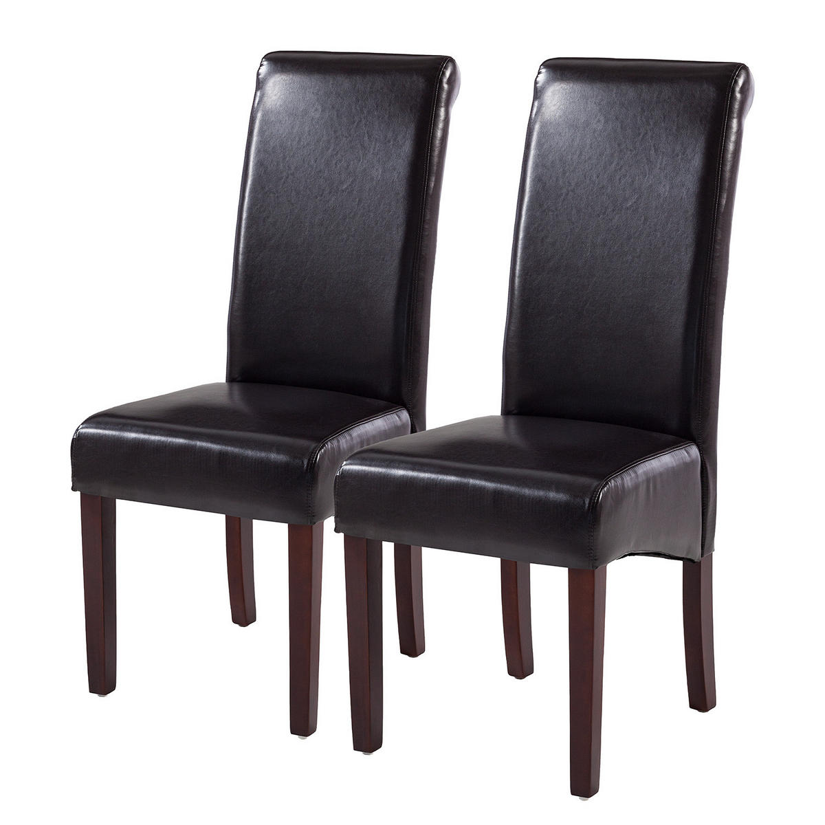 POLSTERSTUHL-SET - Kunstleder / Gummibaum massiv - Dunkelbraun, Kunststoff (48/107/66cm) - home24