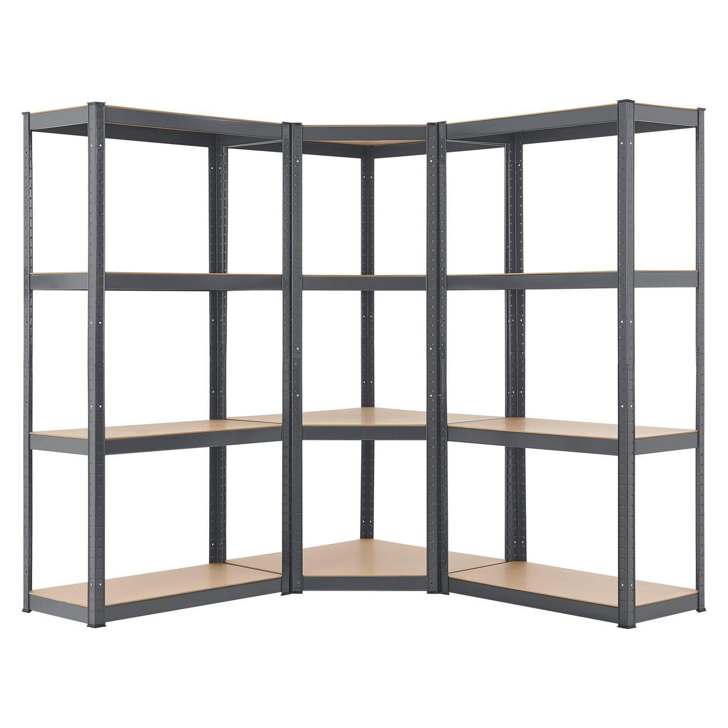 REGALSYSTEM Easy grau insgesamt 12 Böden (3er-Set) - Grau, Metall (155/160/155cm) - Juskys