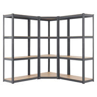 REGALSYSTEM Easy grau insgesamt 12 Böden (3er-Set) - Grau, Metall (155/160/155cm) - Juskys