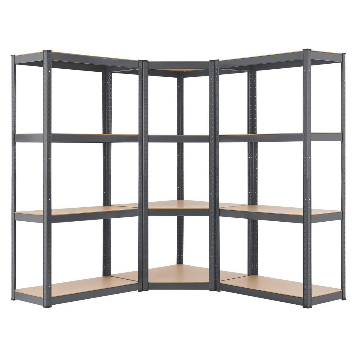 REGALSYSTEM Easy grau insgesamt 12 Böden (3er-Set) - Grau, Metall (155/160/155cm) - Juskys