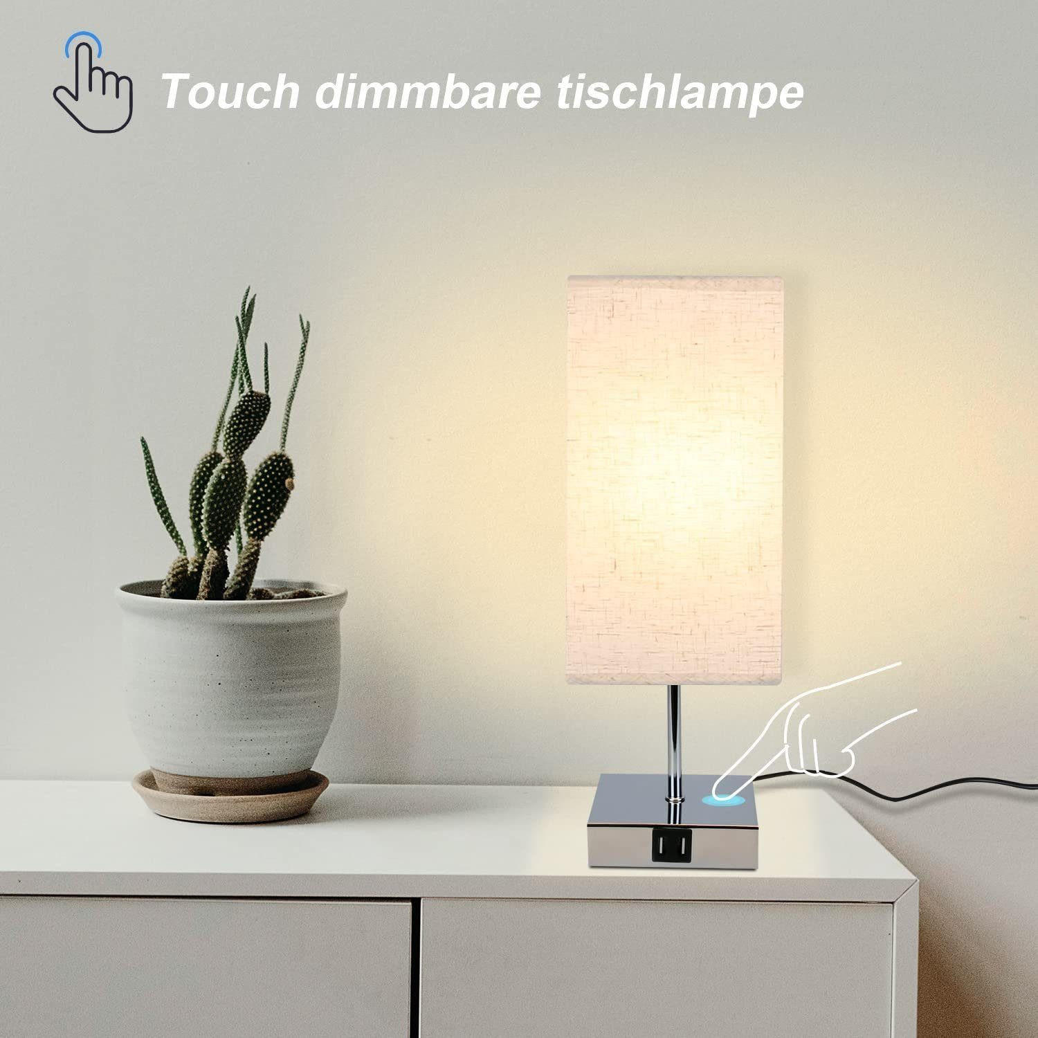 Thumbnail - Nettlife Tischleuchte, Silber, Textil, 13x36x13 cm, Lampen & Leuchten, Innenbeleuchtung, Tischlampen, Tischlampen