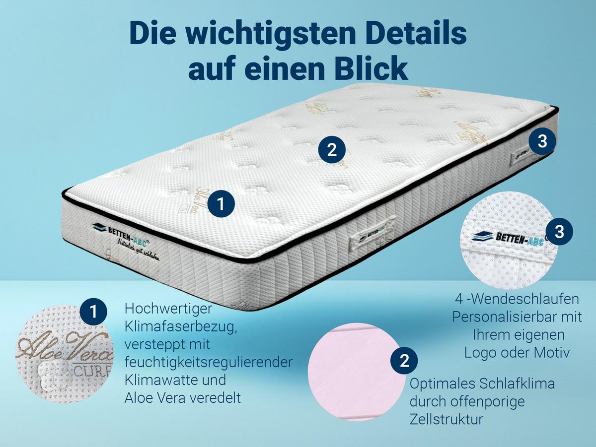 HOTELMATRATZE SafeSleep aus Kaltschaum mit Klimafaserbezug 90x200cm, Größe: 100 x 200 cm - Weiß, Textil (100/200cm) - Betten-ABC