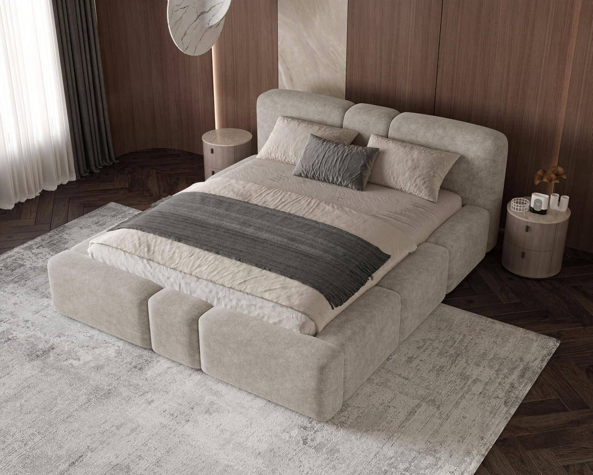 POLSTERBETT Monte160x200 cm- Bettkasten und Stauraum - Doppelbett mit Stabilem Metallrahmen - Grau - Grau, Holzwerkstoff (160/200cm) - Chilly