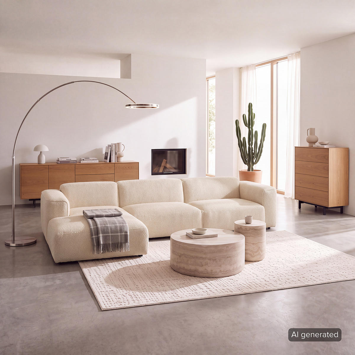 3-SITZER ECKSOFA mit Longchair - Beige/Schwarz, Kunststoff/Textil (317/173cm) - home24