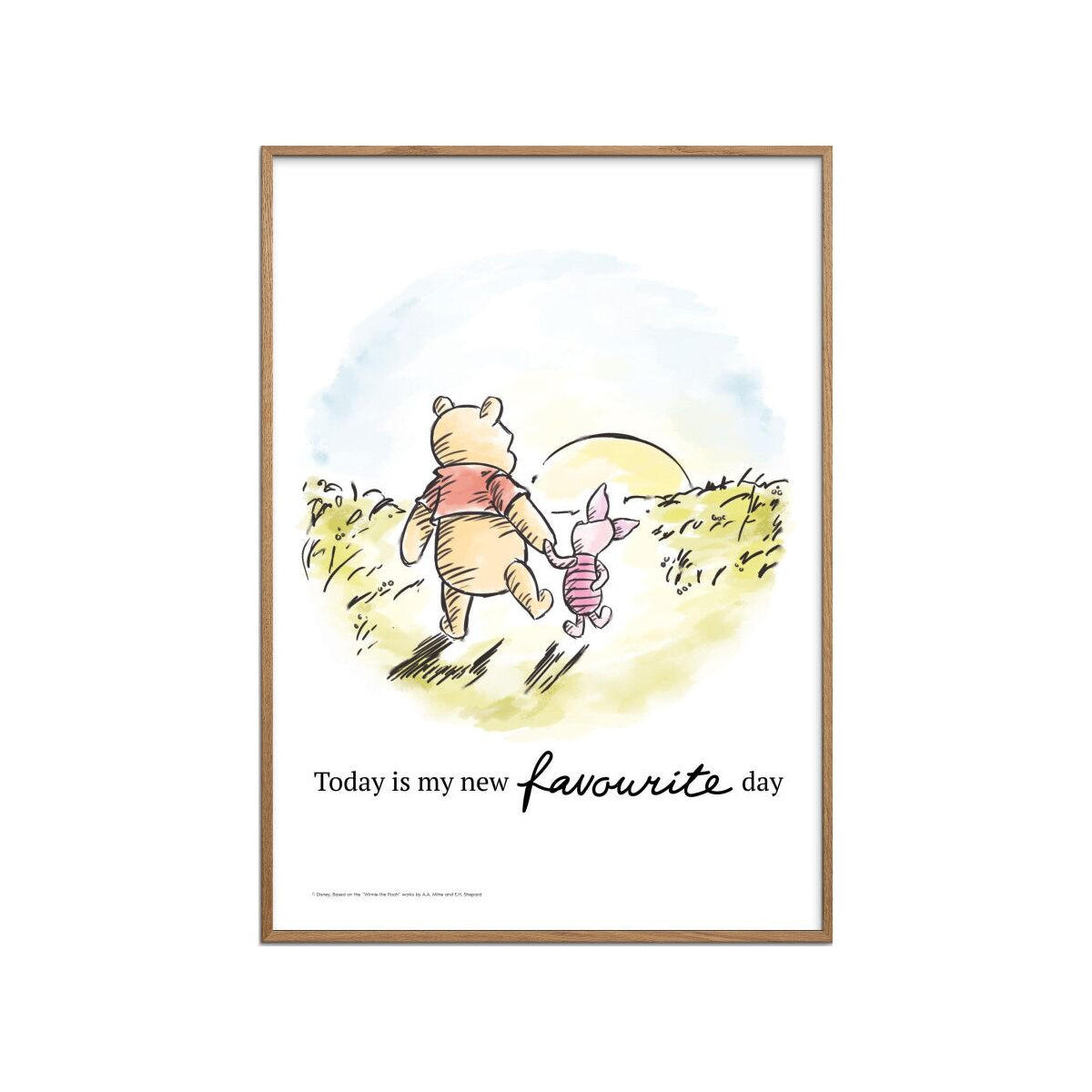 POSTER mit Rahmen Disney - Winnie the Pooh - Friendship Sunset - Eichefarben/Multicolor, Holz/Papier (30/40cm) - Poster&Frame