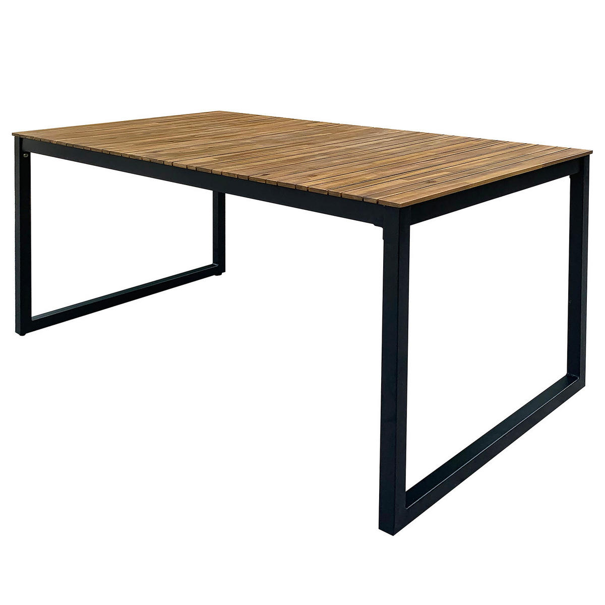 GARTENTISCH - Akazie massiv / Stahl - Braun / Schwarz - Schwarz/Akaziefarben, Holz/Metall (89/162/75cm) - home24
