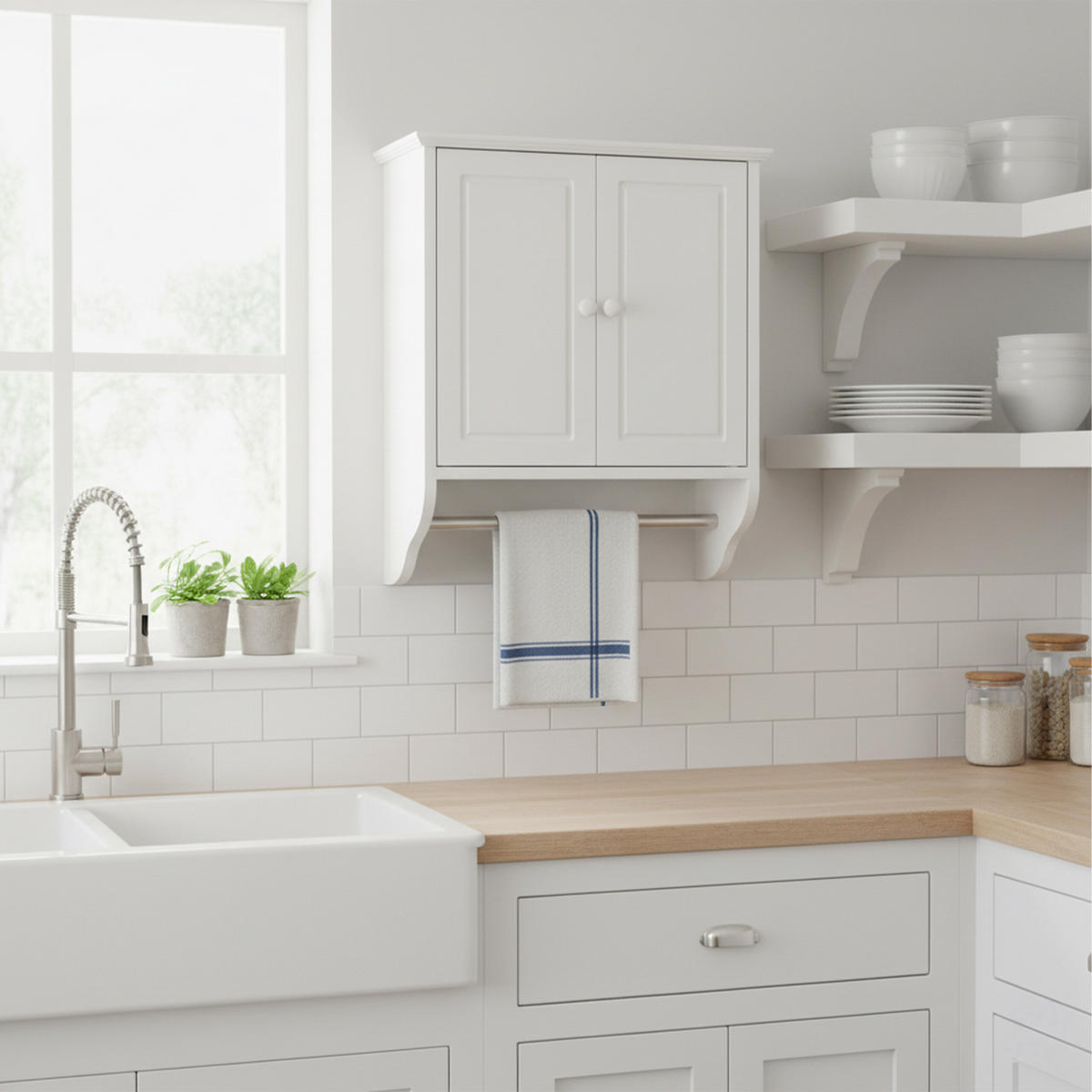 OMARICA - srebrne barve/bela, kovina/leseni material (48/55/16cm) - Relaxdays