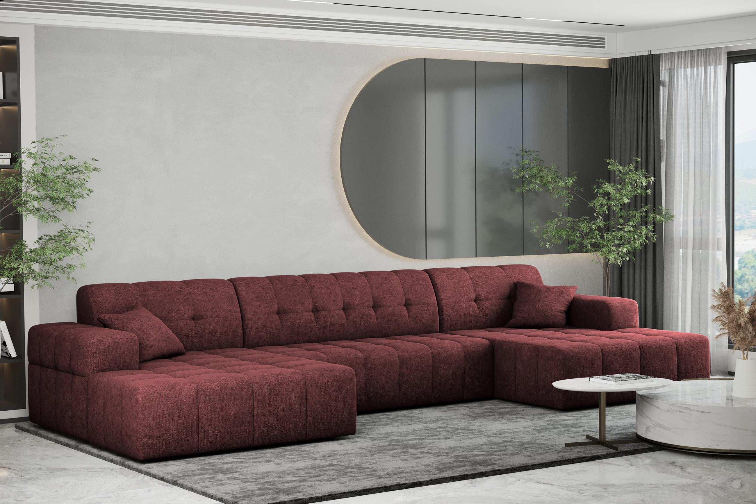 ECKSOFA U-form NIMES Stoff Perfect Harmony Rotwein - Rot, Holz/Kunststoff (168/350cm) - Kaiser Möbel