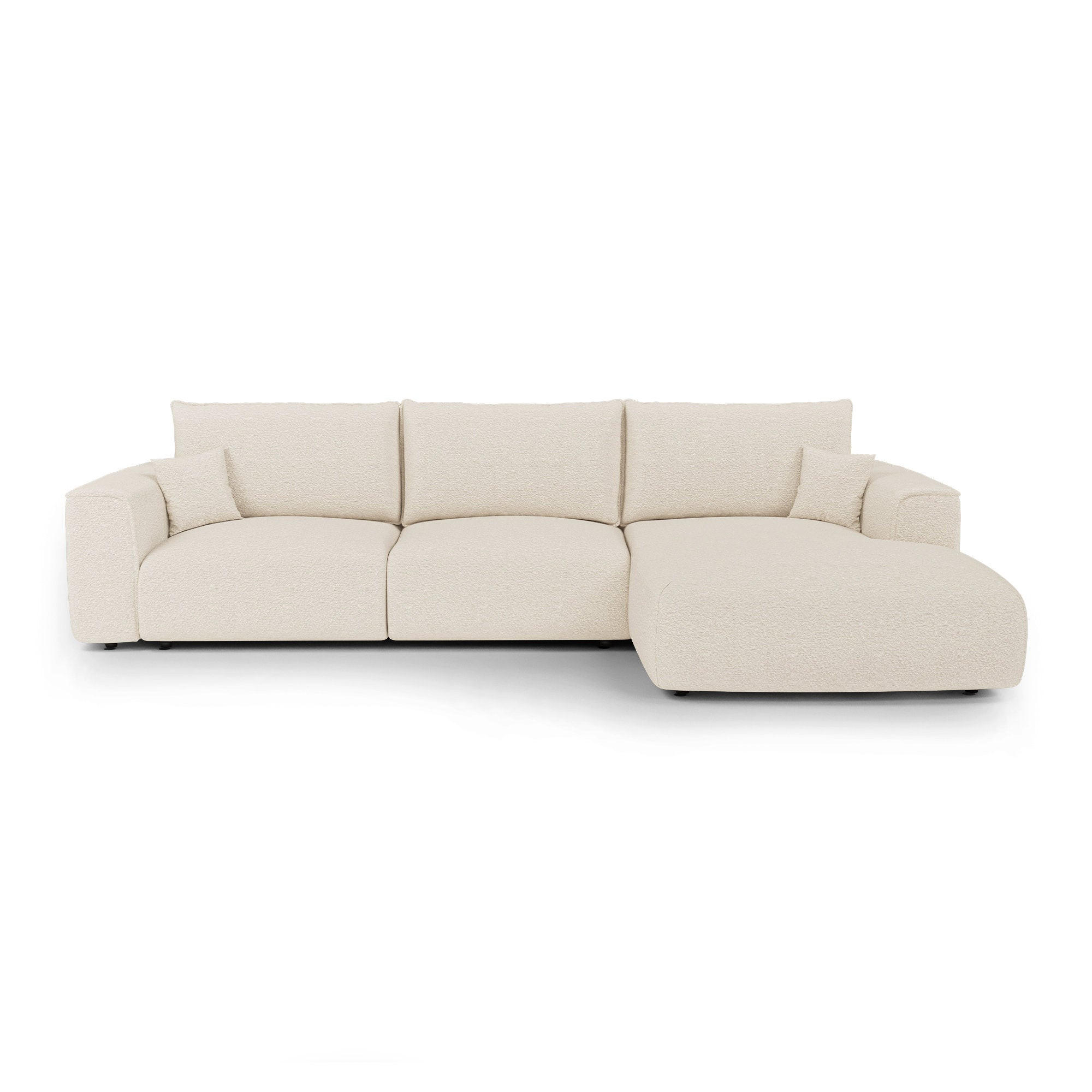 ECKSOFA rechtwinklig COMO Frottee Creme 300cm - Creme, Textil (300/165cm) - Premium Interiors