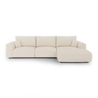 ECKSOFA rechtwinklig COMO Frottee Creme 297cm - Creme, Textil (297/167cm) - Premium Interiors