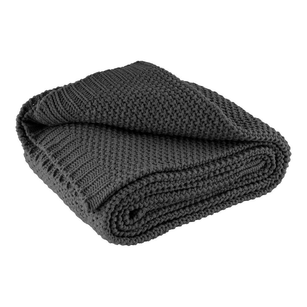 wometo Strickdecke Dunkelgrau 140x190 cm