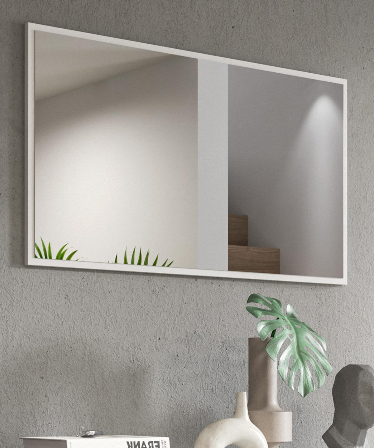 SPIEGEL weiß 92 x 52 cm, Wandspiegel mit Rahmen - Weiß, Glas/Holzwerkstoff (92/52/2cm) - Inn.Furn