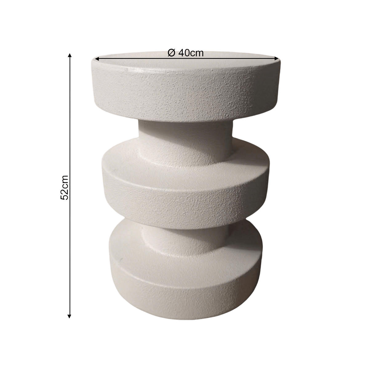 BEISTELLTISCH Weiß 33/33/45 cm - Weiß, Stein (33/33/45cm) - Mobili Rebecca