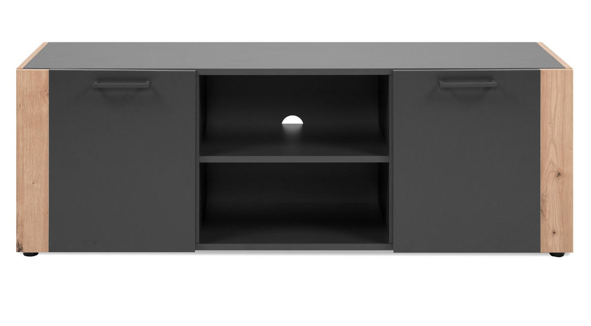 TV-LOWBOARD dunkelgrau, Artisan Eiche 138 cm, TV Unterteil in modernem Design - Anthrazit/Schwarz, Holzwerkstoff/Kunststoff (138/47.5/34.5cm) - Furn.Design