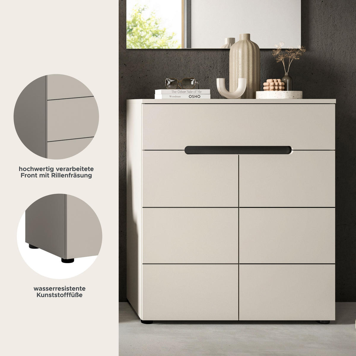 SCHUHKOMMODE Nova (B/H/T: 80x94x37 cm) in Kaschmir - Beige, Holzwerkstoff (80/94/37cm) - Homes & Jones