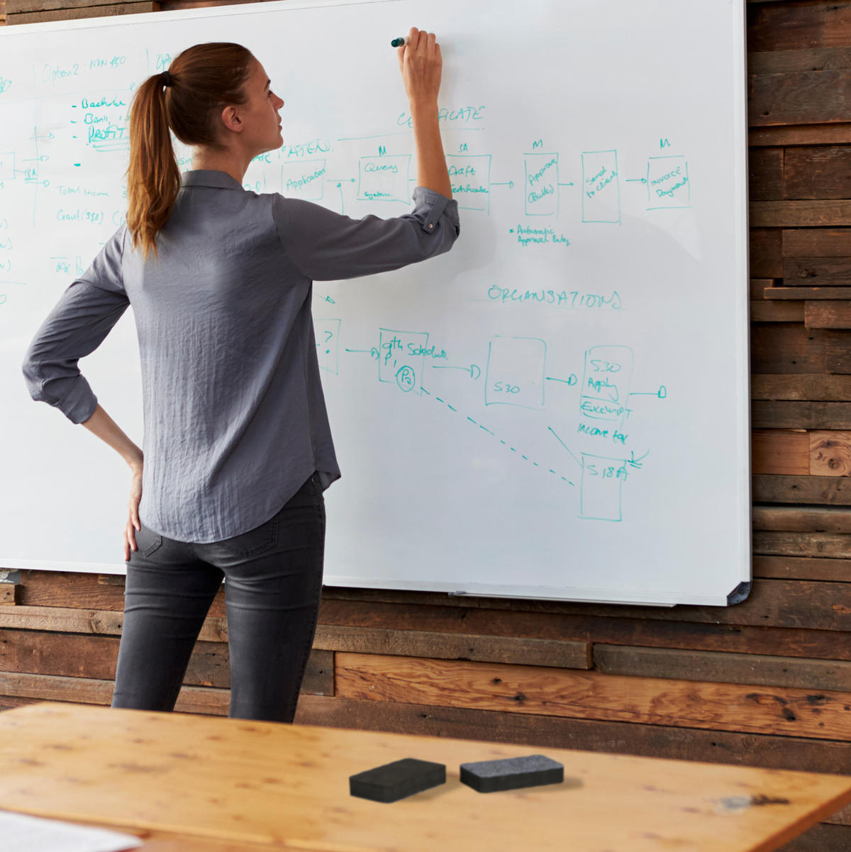 20xWHITEBOARD Schwamm - Schwarz, Textil (10.5/2/5.5cm) - Relaxdays