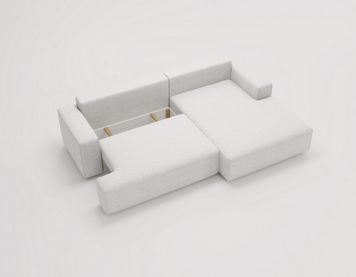 ECKSOFA L-Form 270 cm Boston mit Bettkasten, Schlaffunktion, Rechts, Creme - Creme, Holz (270/165cm) - Emporius