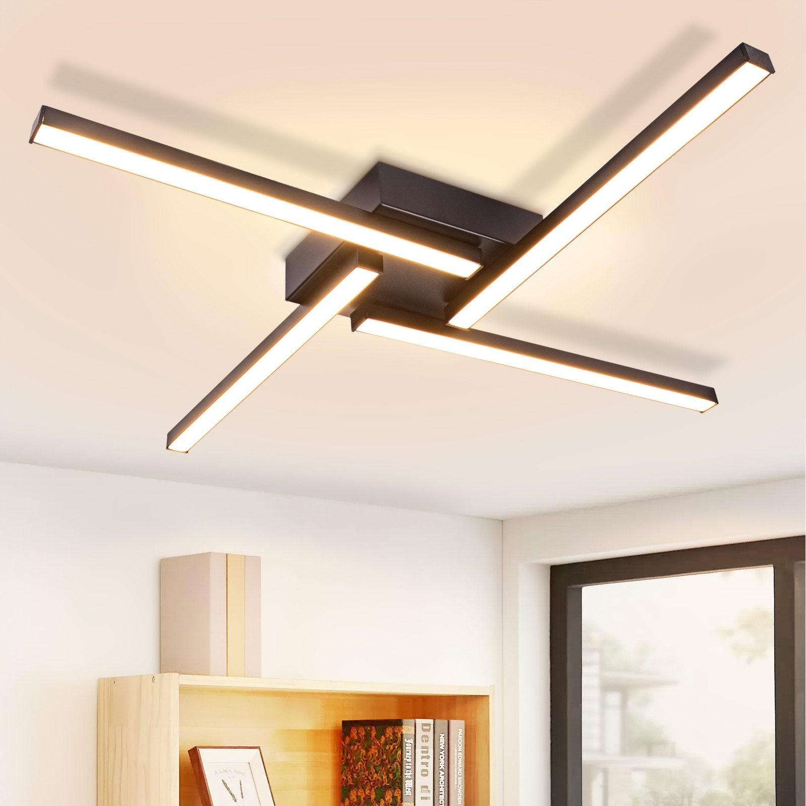 LED-DECKENLEUCHTE Merseburg 56.6/56.6/4.8 cm - Schwarz, Metall (56.6/56.6/4.8cm) - Nettlife