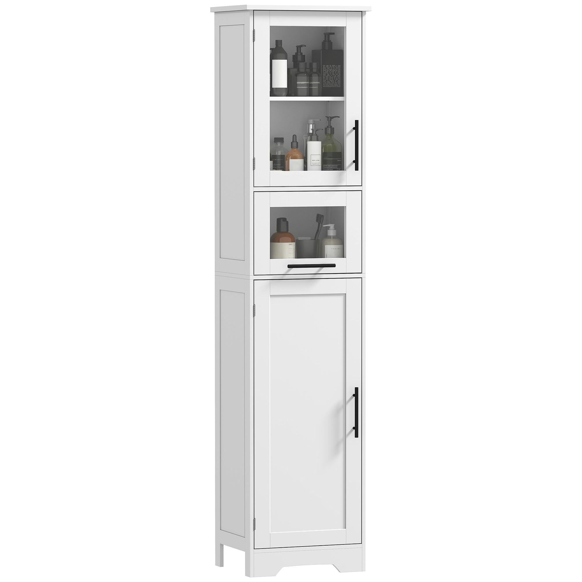 HOCHSCHRANK DE-12515 40/31/170 cm Weiß / Schwarz - Weiß, Holzwerkstoff (31/170/40cm) - ComfortXL
