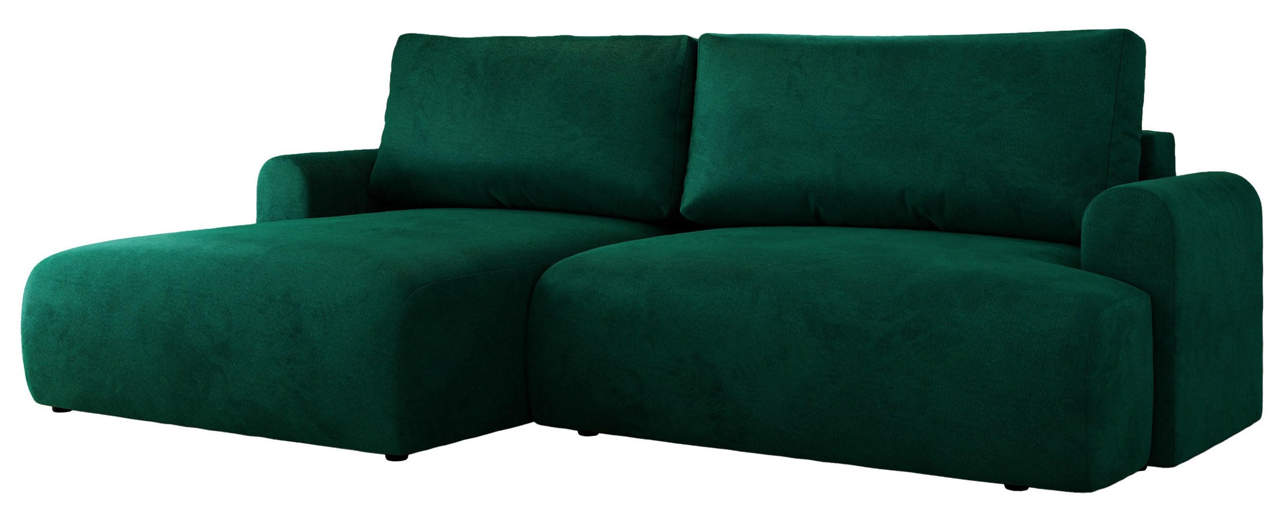 ECKSCHLAFSOFA TONO L Dunkelgrün Velvet - links - Dunkelgrün/Schwarz, Kunststoff/Textil (260/150cm) - MKS