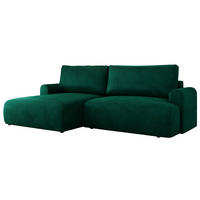 ECKSCHLAFSOFA TONO L Dunkelgrün Velvet - links - Dunkelgrün/Schwarz, Kunststoff/Textil (260/150cm) - MKS