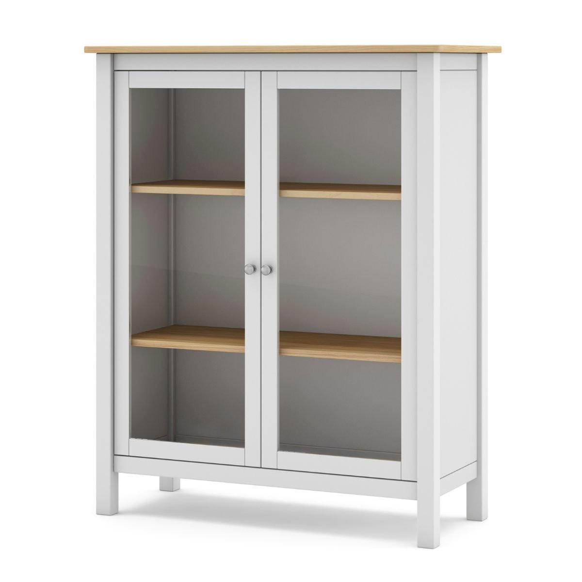 VITRINE 2 Türen L90 x H110 cm - Misti - Weiß, Holz (40/110/90cm) - Calicosy