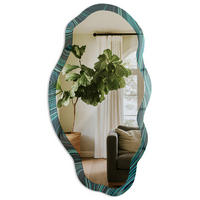 SPIEGEL 90x45 cm asymmetrisch mit Druck - Hypnotische Wellen - Transparent, Glas (45/90/0.4cm) - TULUP