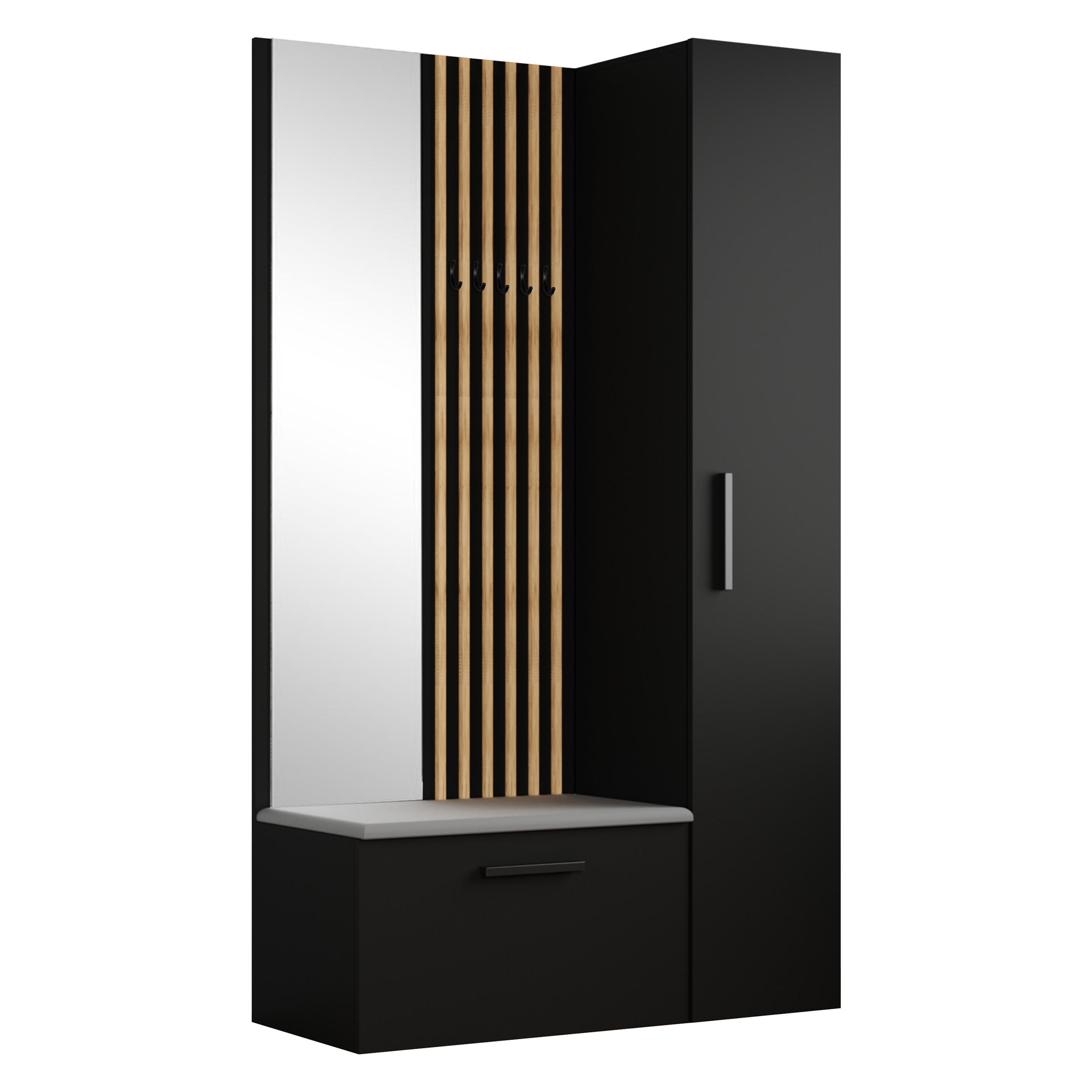 Masseno Garderobenschrank Schwarz 120.6x204x40 cm