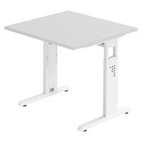 SCHREIBTISCH Serie-O 80/80/74 cm in Grau/Weiß - Weiß/Grau, Holzwerkstoff (80/80/74cm) - bümö