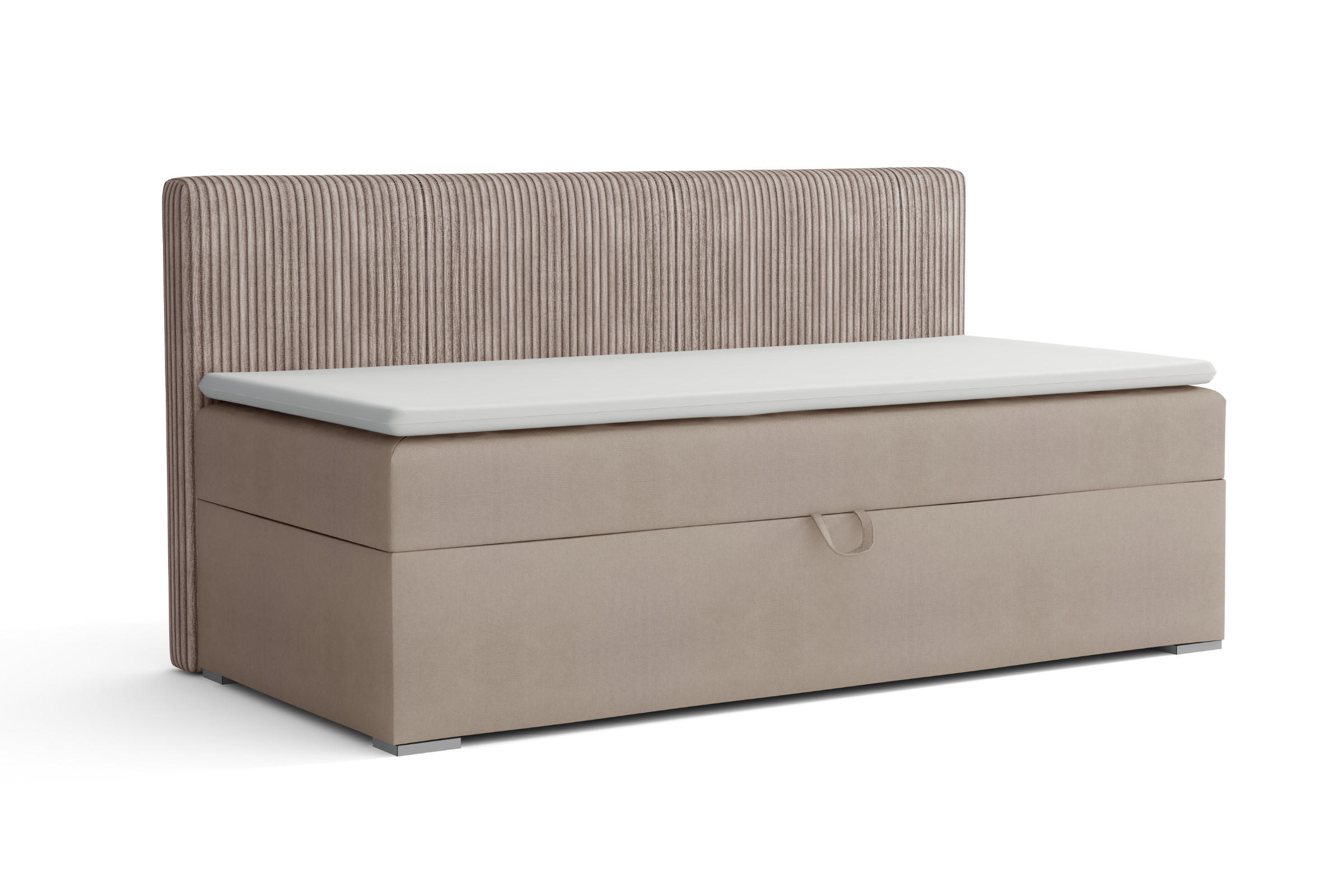 BOXBETT MATI BIS 90/200 Beige mit Taschen-Federkernmatratze H4 - Beige, Holz/Holzwerkstoff (90/200cm) - Deine Möbel 24