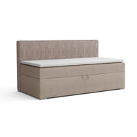 BOXBETT MATI BIS 90/200 Beige mit Taschen-Federkernmatratze H4 - Beige, Holz/Holzwerkstoff (90/200cm) - Deine Möbel 24