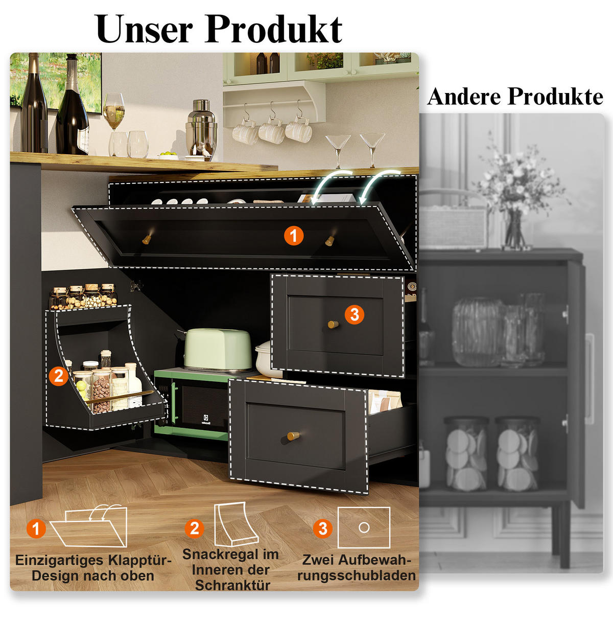 BAROVÝ stůl z MDF a kovu 138-204x39x105 cm černý s úložným prostorem a 360° otočnou deskou - černá, kompozitní dřevo (204/105/39cm) - Modfu