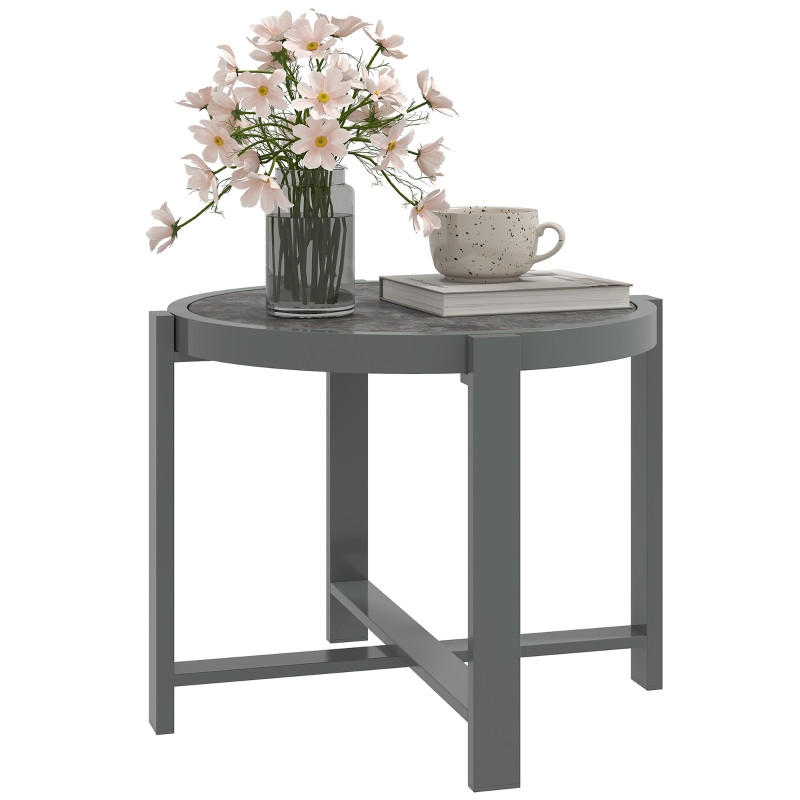 GARTEN BEISTELLTISCH Rund Grau - Grau, Metall (60/60/46cm) - ComfortXL