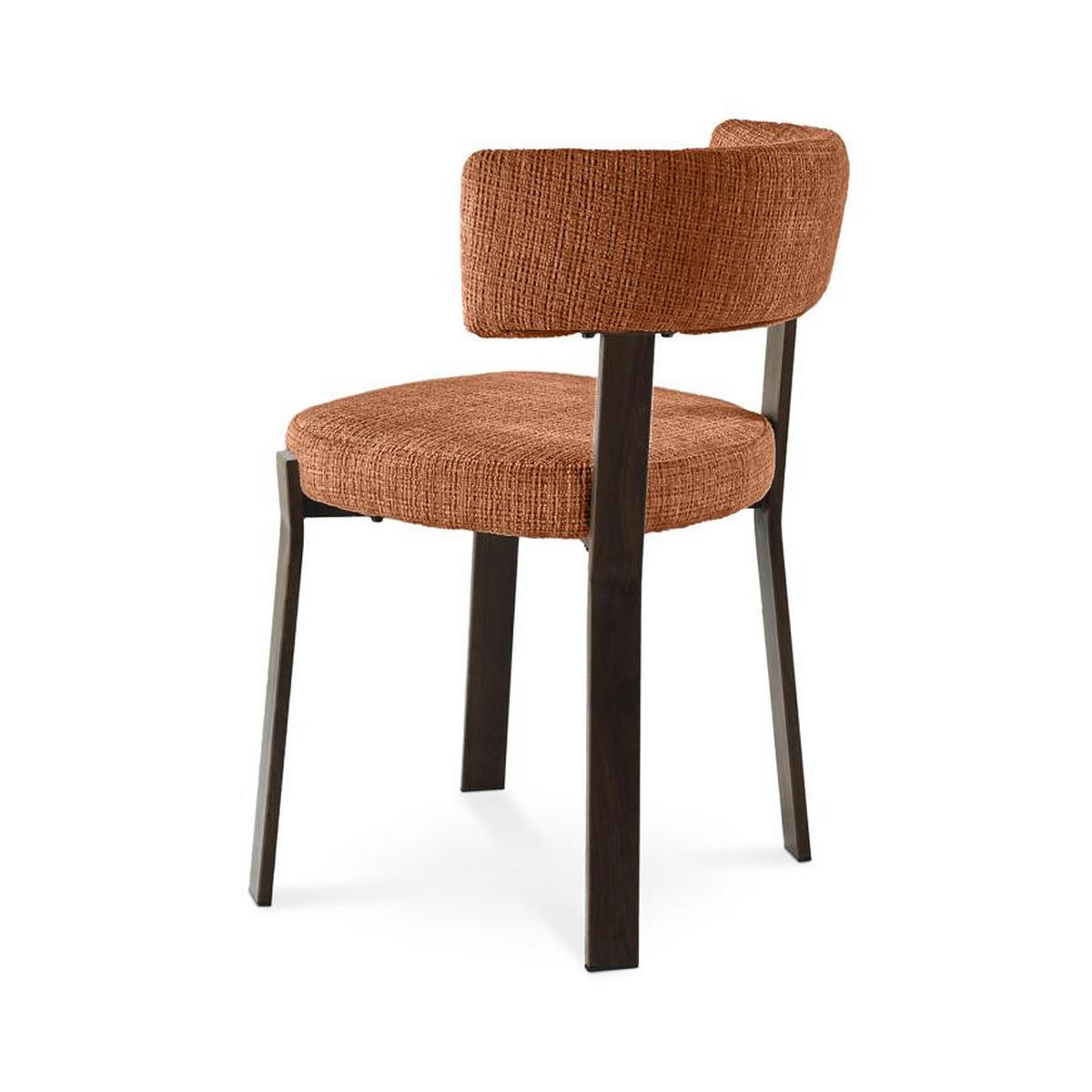 STÜHLE 4er-Set gepolstert im japanischen Stil mit strukturiertem Chenille-Stoff Terrakotta und Beinen aus Metall in Walnussoptik – ZOE - Terracotta/Schwarz, Textil/Metall (52/77/43.5cm) - Sicaan